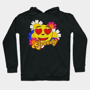 Groovy happy face with flowers Hoodie